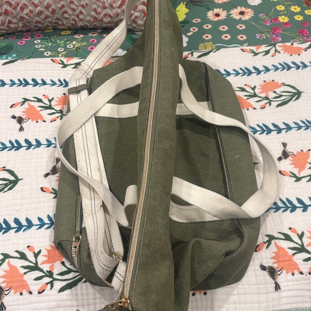 Universal Thread Olive Green Canvas Weekender wit… - image 2